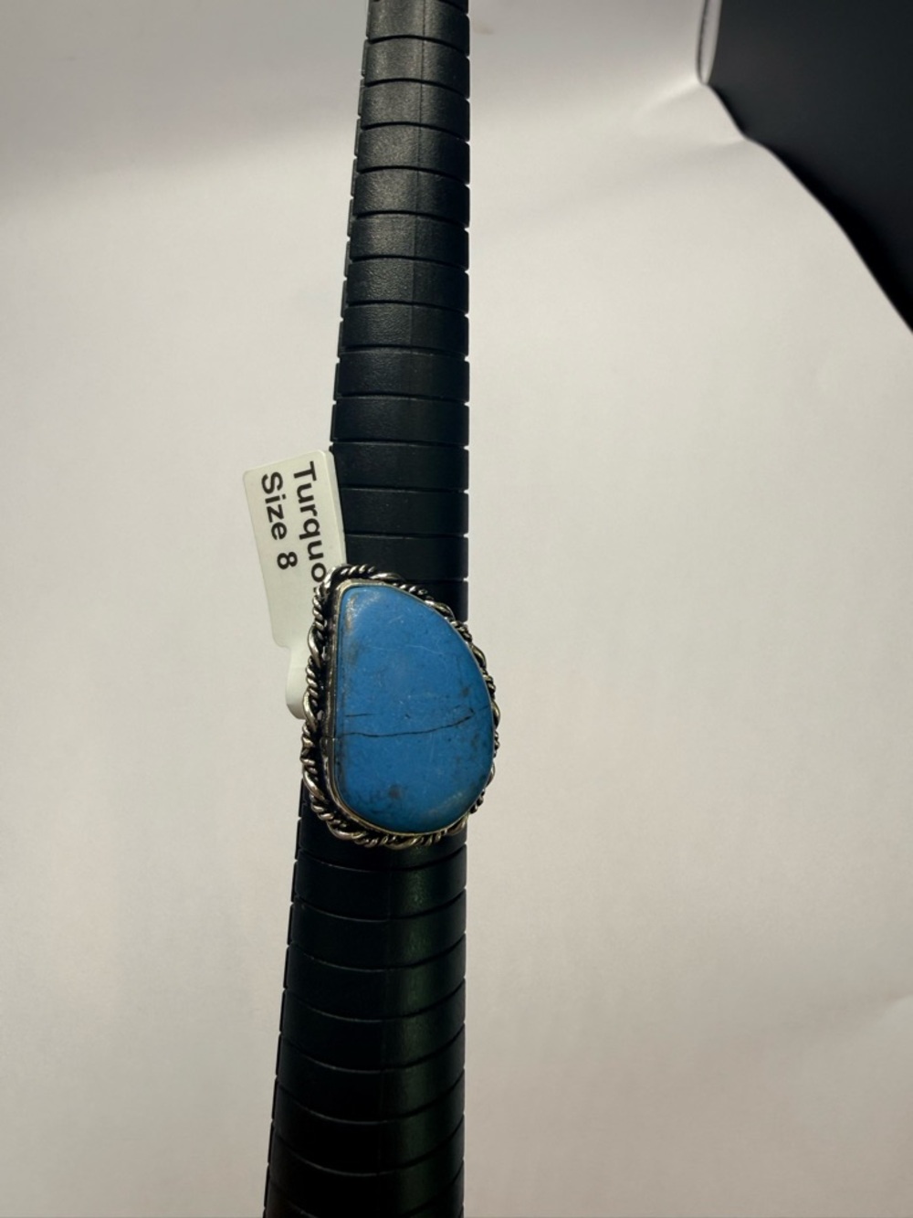 Turquoise Teardrop Sterling Ring - Size 8